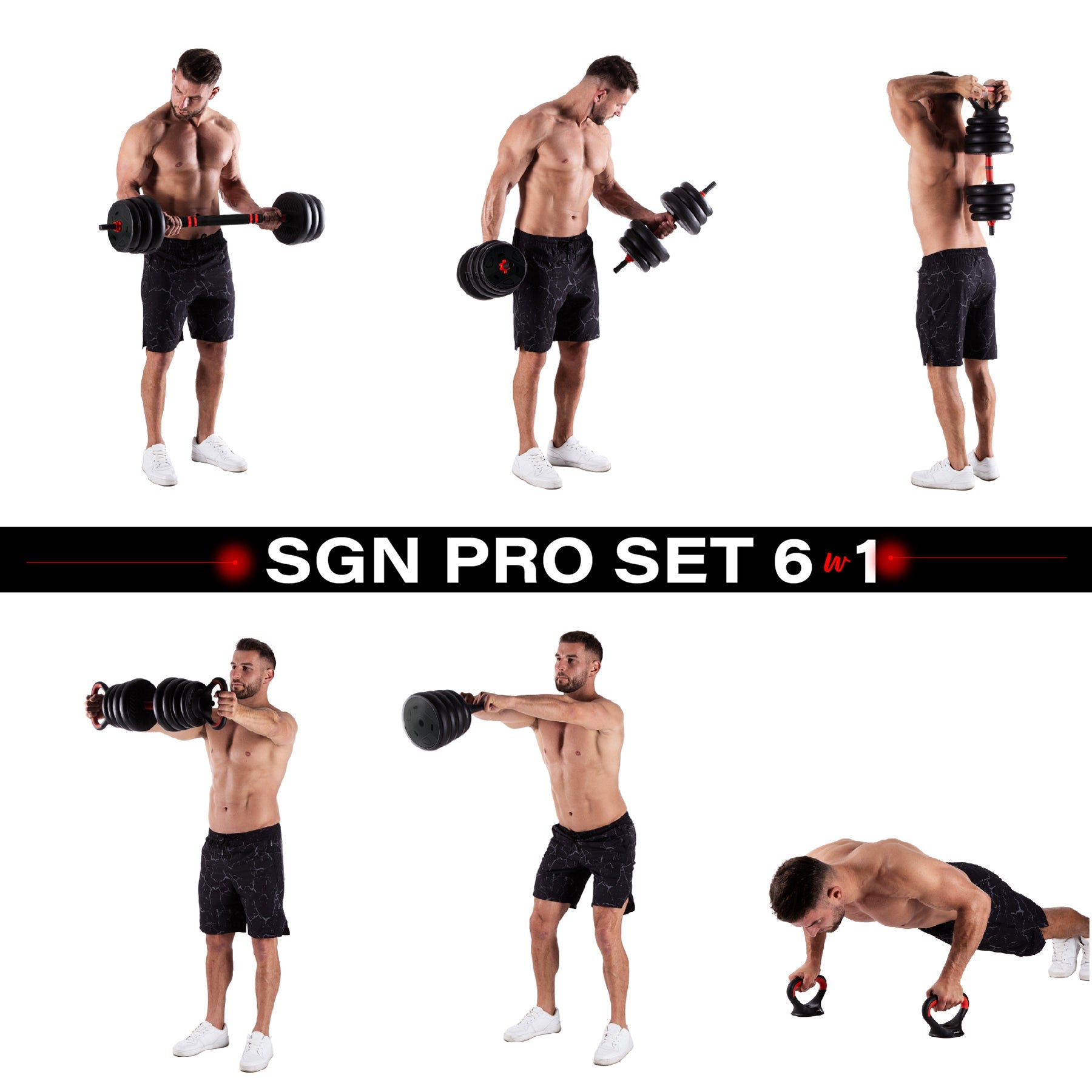 HMS Fitness 6-in-1 Krachttraining Set - 40 kg