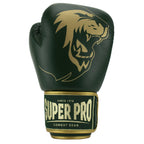 Super Pro Combat Gear Warrior SE Lederen (Kick)Bokshandschoenen - Groen/Goud