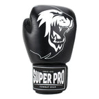 Super Pro Combat Gear Warrior Lederen (Kick)Bokshandschoenen - Zwart/Wit