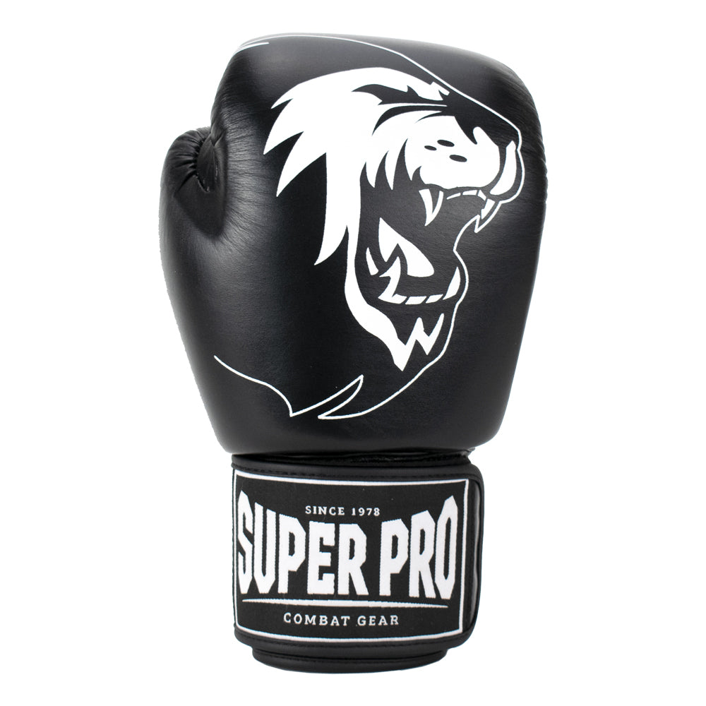 Super Pro Combat Gear Warrior Lederen (Kick)Bokshandschoenen - Zwart/Wit