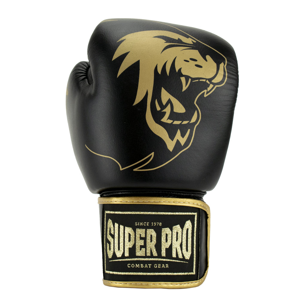 Super Pro Combat Gear Warrior SE Lederen (Kick)Bokshandschoenen - Zwart/Goud/Wit