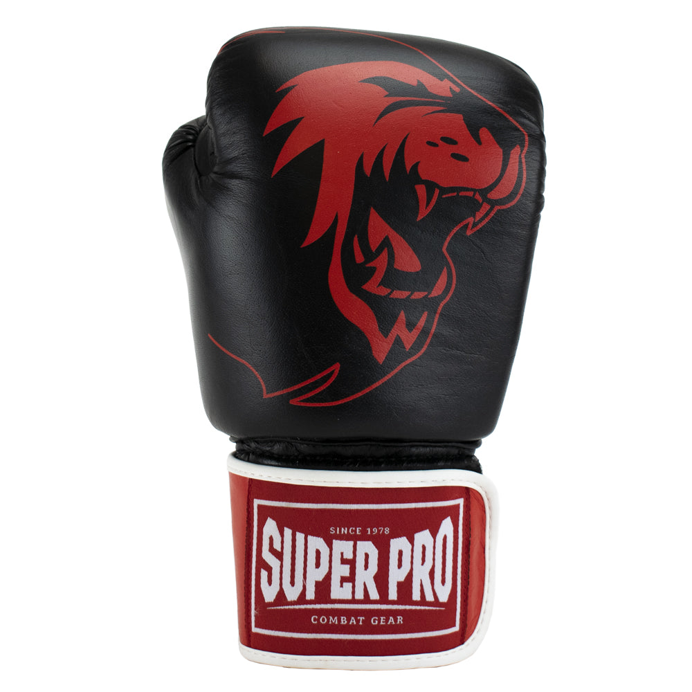 Super Pro Combat Gear Warrior SE Lederen (Kick)Bokshandschoenen - Zwart/Rood/Wit