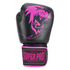 Super Pro Combat Gear Warrior Lederen (Kick)Bokshandschoenen - Zwart/Roze