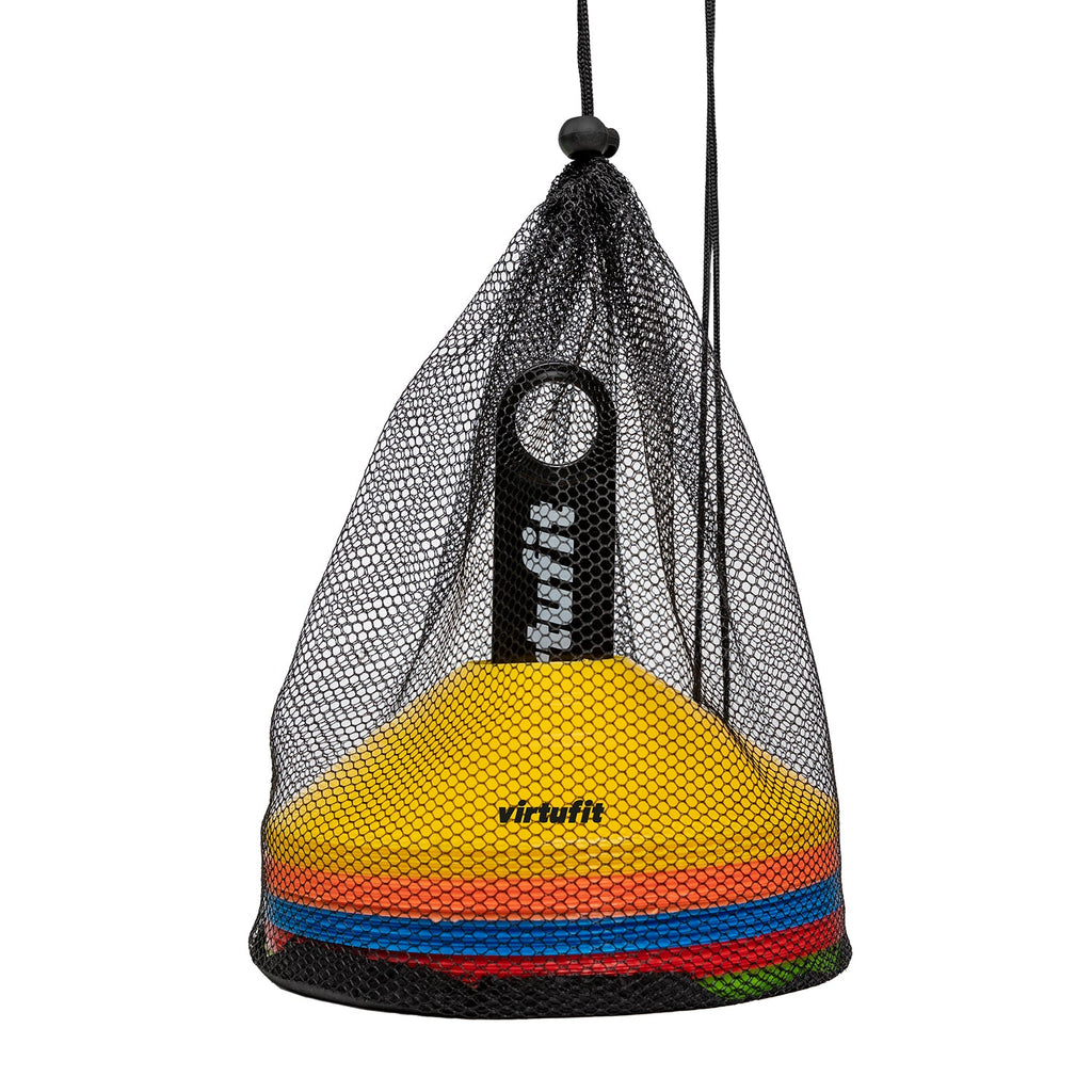 VirtuFit Trainingshoedjes met houder - Pionnen - 50 Stuks - Incl. draagnet