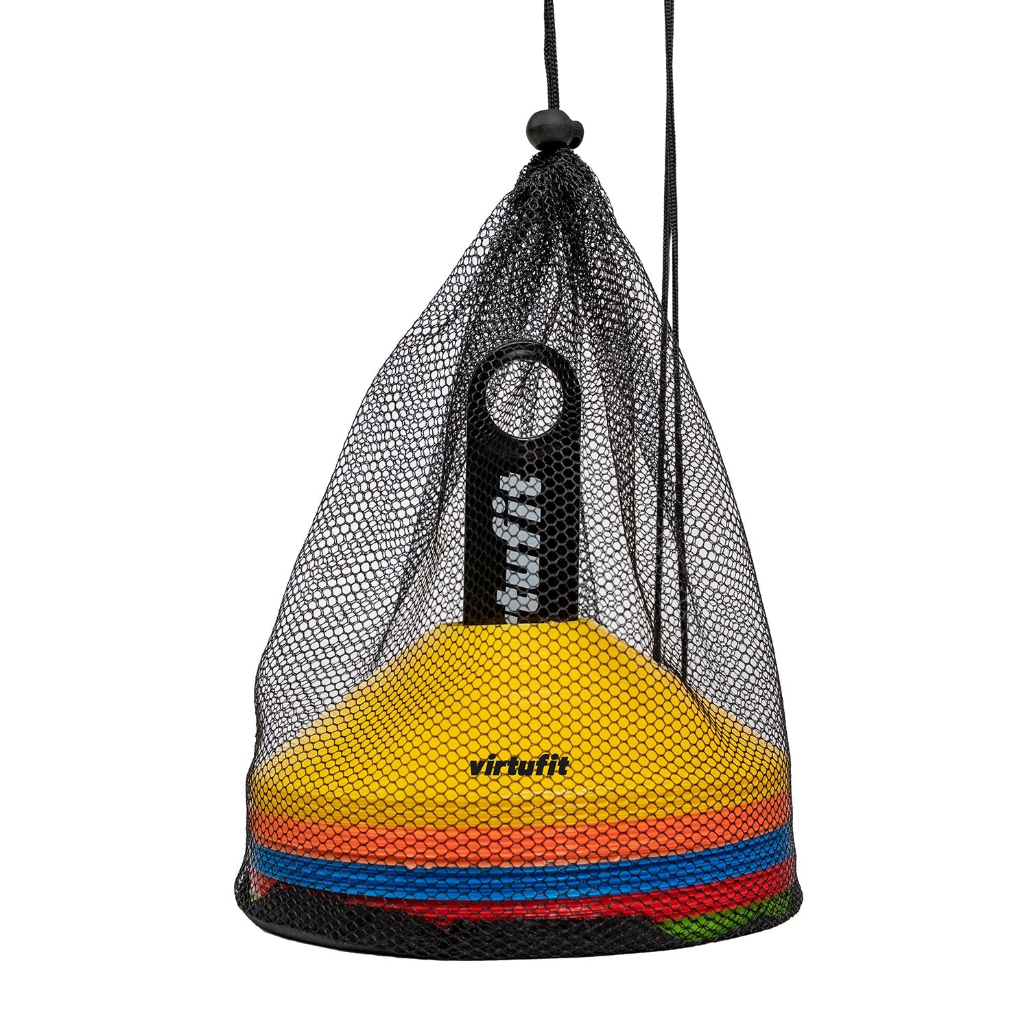 VirtuFit Trainingshoedjes met houder - Pionnen - 50 Stuks - Incl. draagnet