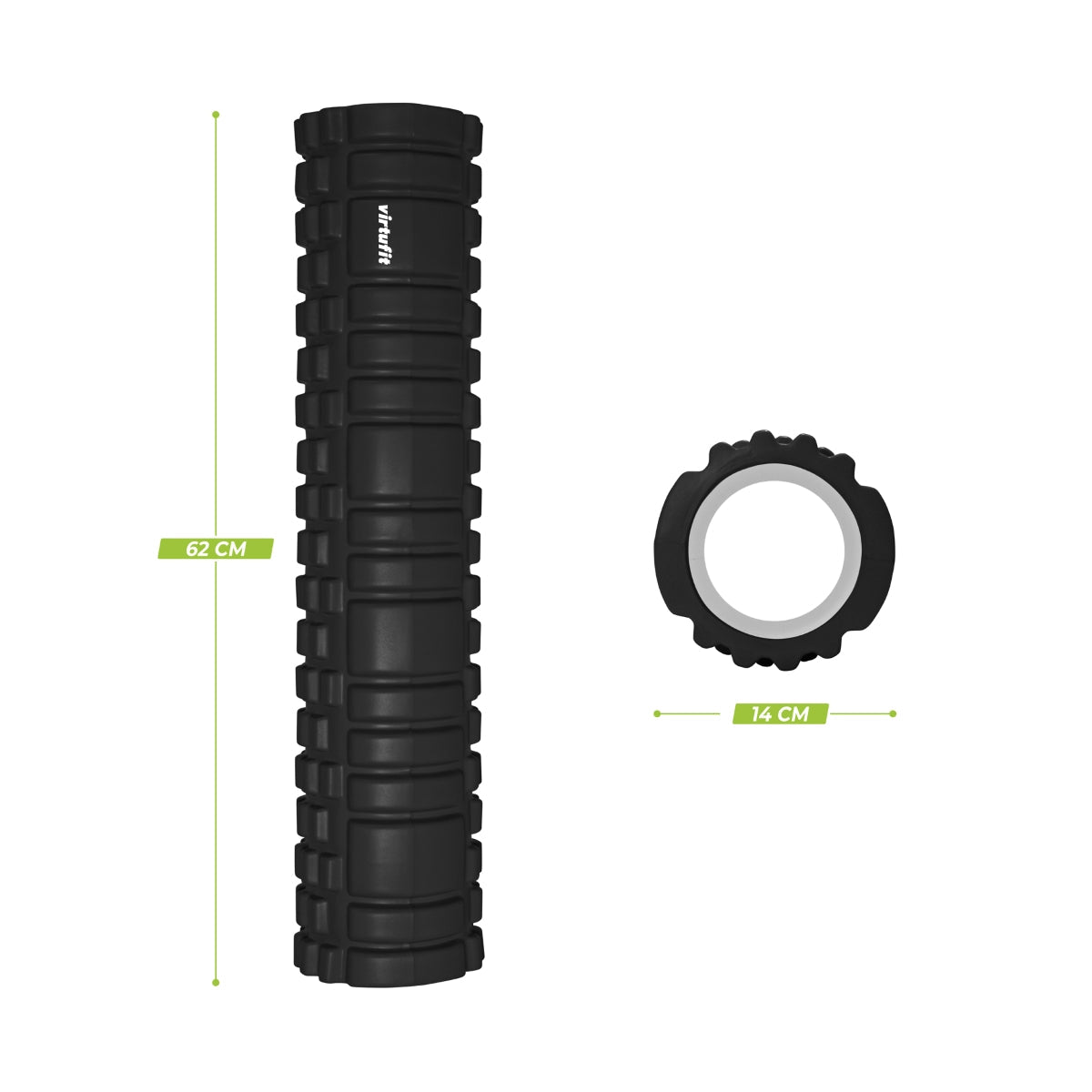 VirtuFit Grid Foam Roller - Massage roller - 62 cm - Zwart
