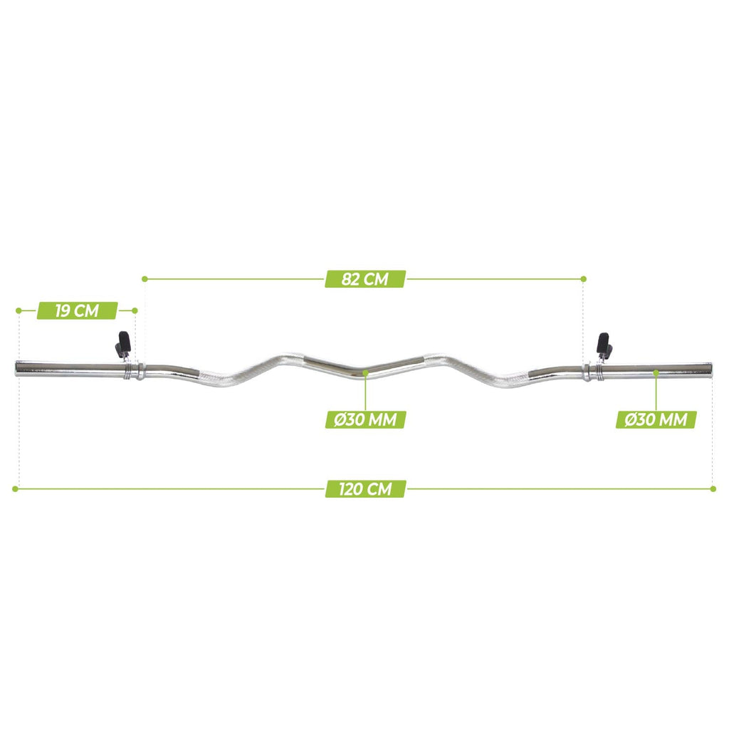 VirtuFit Curlstang - EZ Halterstang - 120 cm - Veerclip - 30 mm