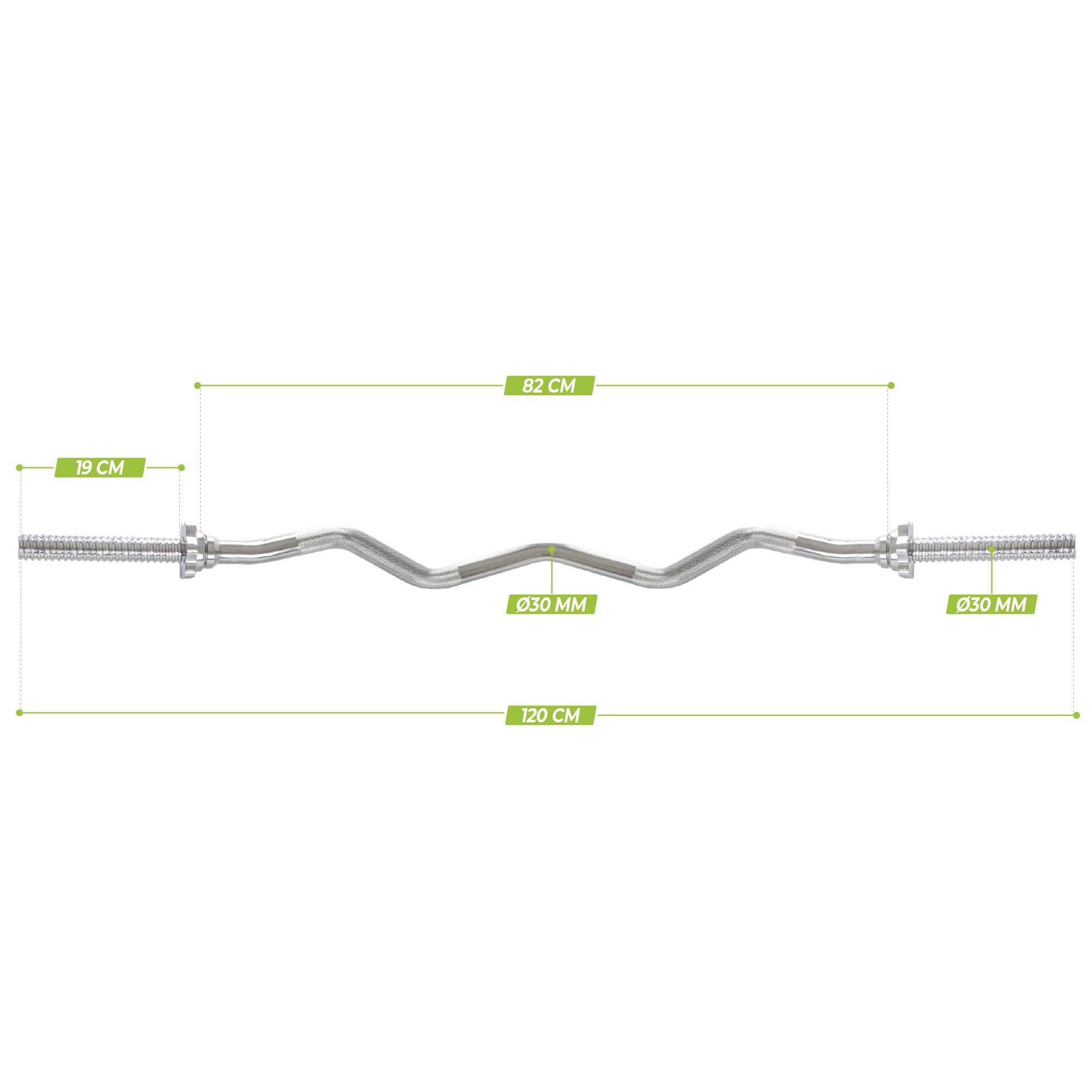 VirtuFit Curlstang - EZ Halterstang - 120 cm - Schroef - 30 mm