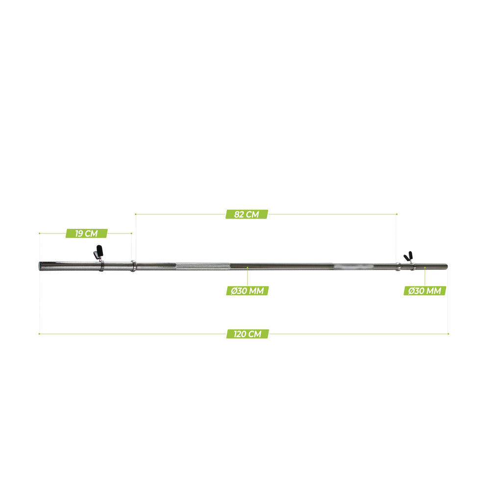 VirtuFit Halterstang - 120 cm - Veerclipsluiting - 30 mm