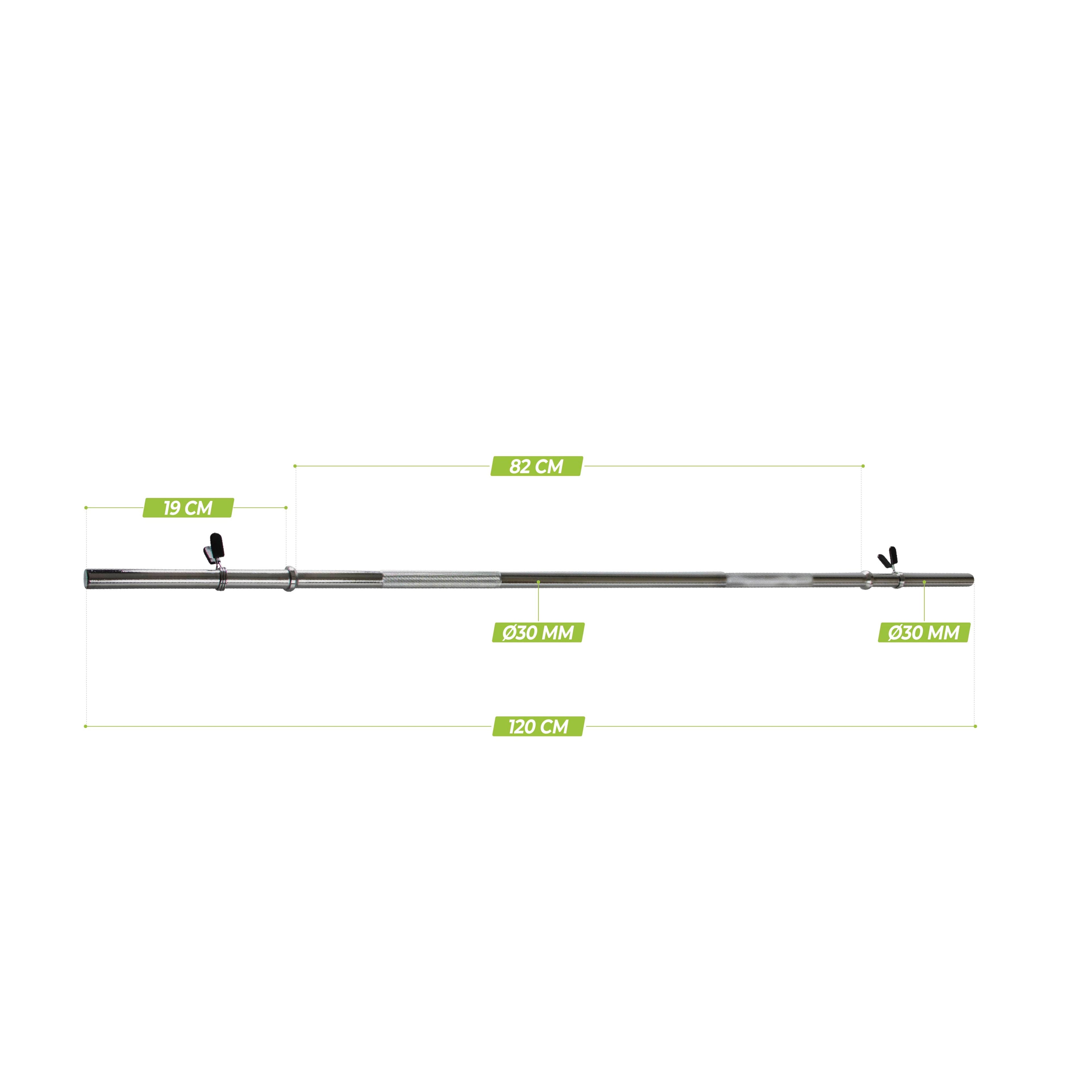 VirtuFit Halterstang - 120 cm - Veerclipsluiting - 30 mm