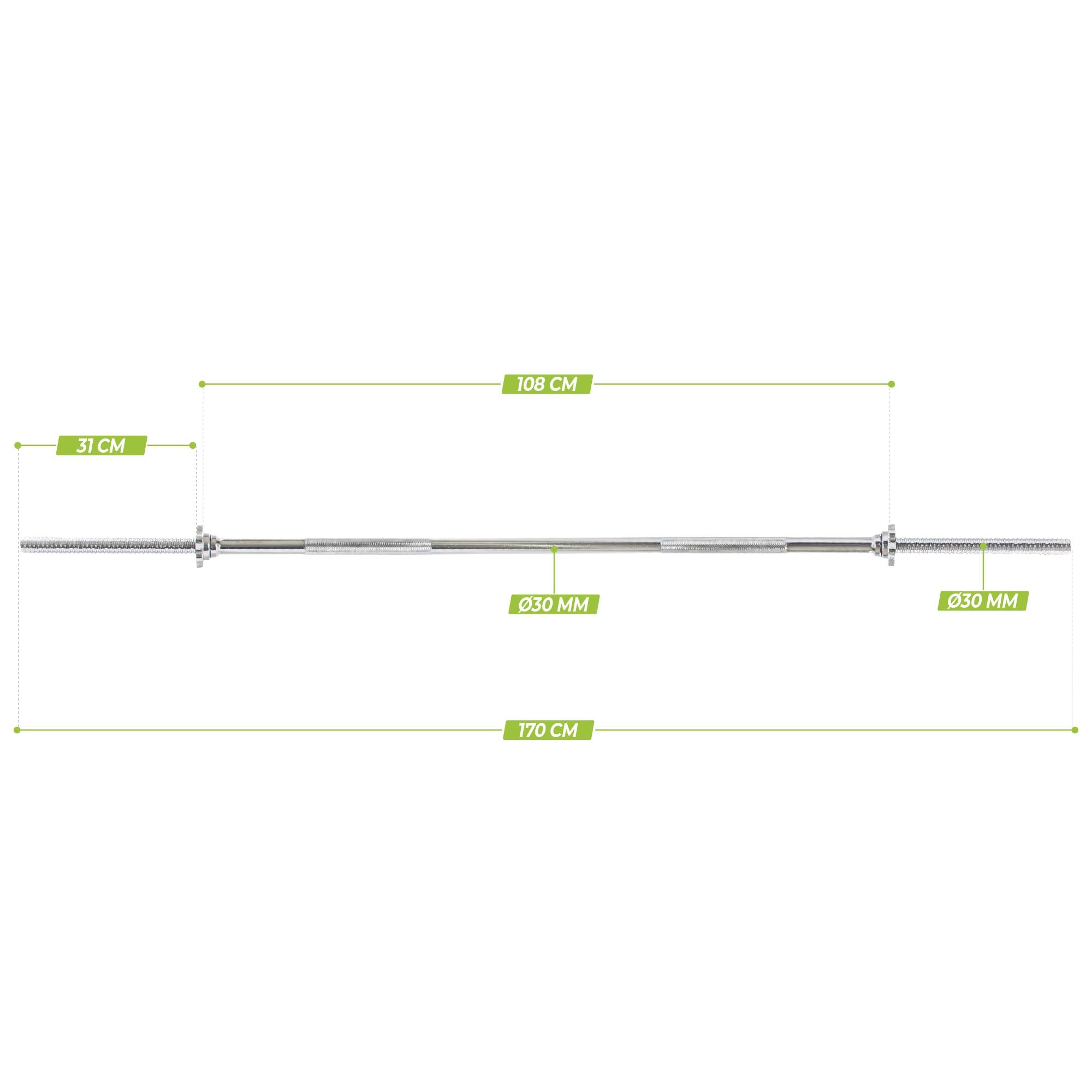 VirtuFit Halterstang - 170 cm - Schroefsluiting - 30 mm