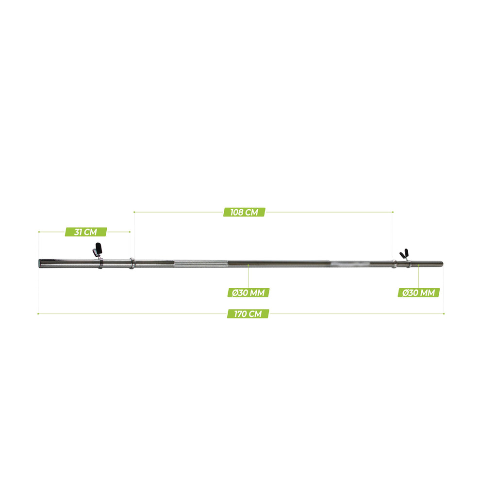 VirtuFit Halterstang - 170 cm - Veerclipsluiting - 30 mm