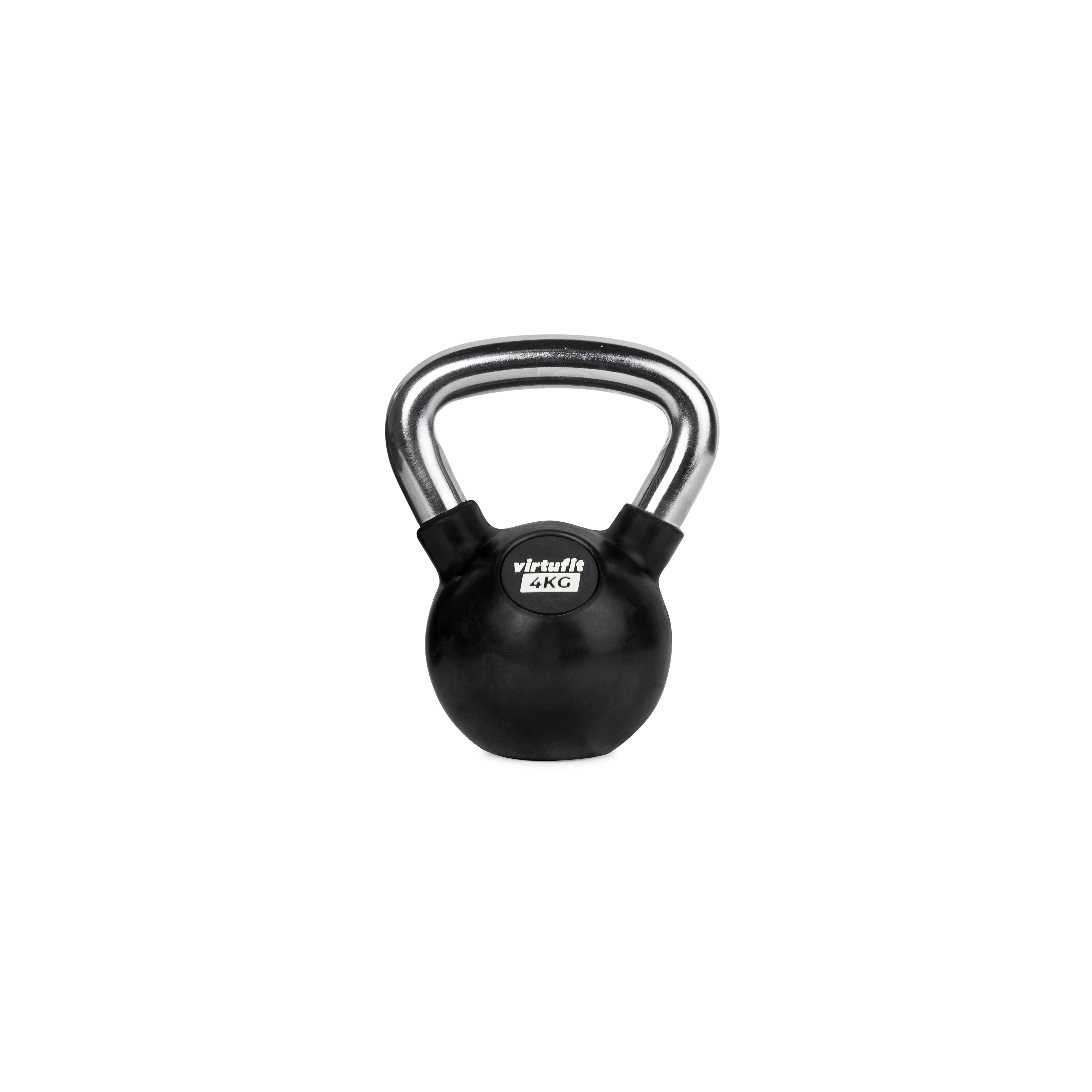 VirtuFit Kettlebell - Rubber/Chroom - 4 kg