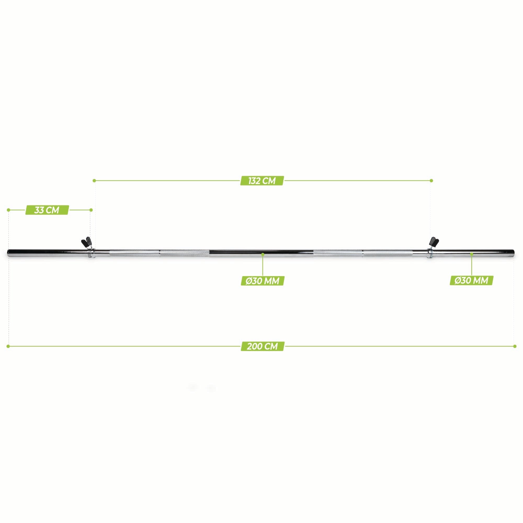 VirtuFit Halterstang - 200 cm - Veerclipsluiting - 30 mm