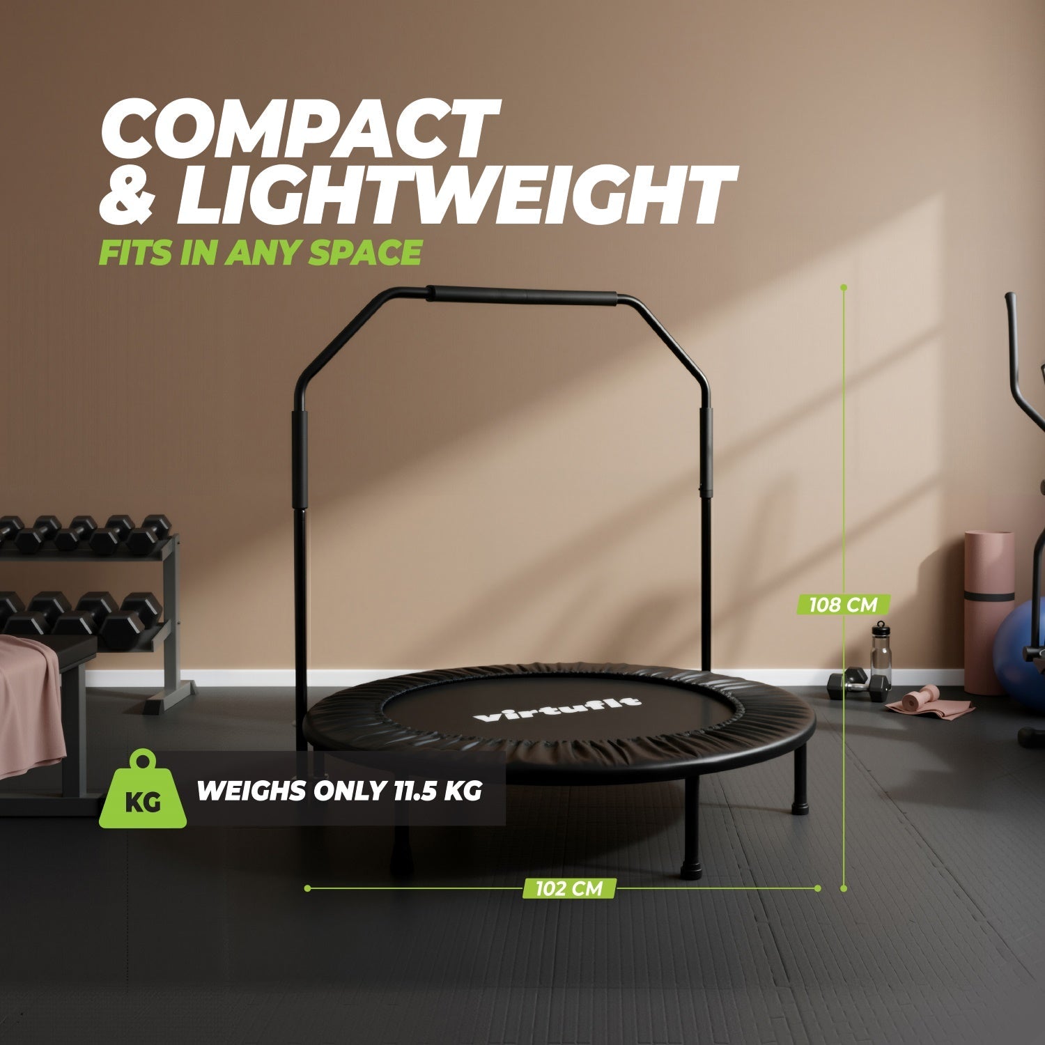 VirtuFit Opvouwbare Fitness Trampoline met Handvat - Zwart - 100 cm