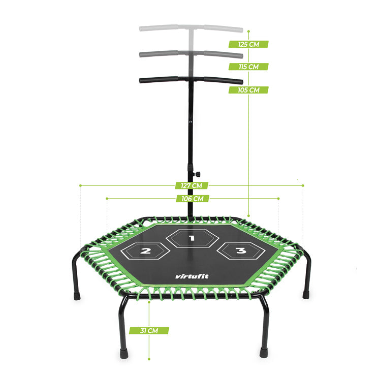 VirtuFit Fitness Trampoline Pro met Handvat - Zwart - 127 cm