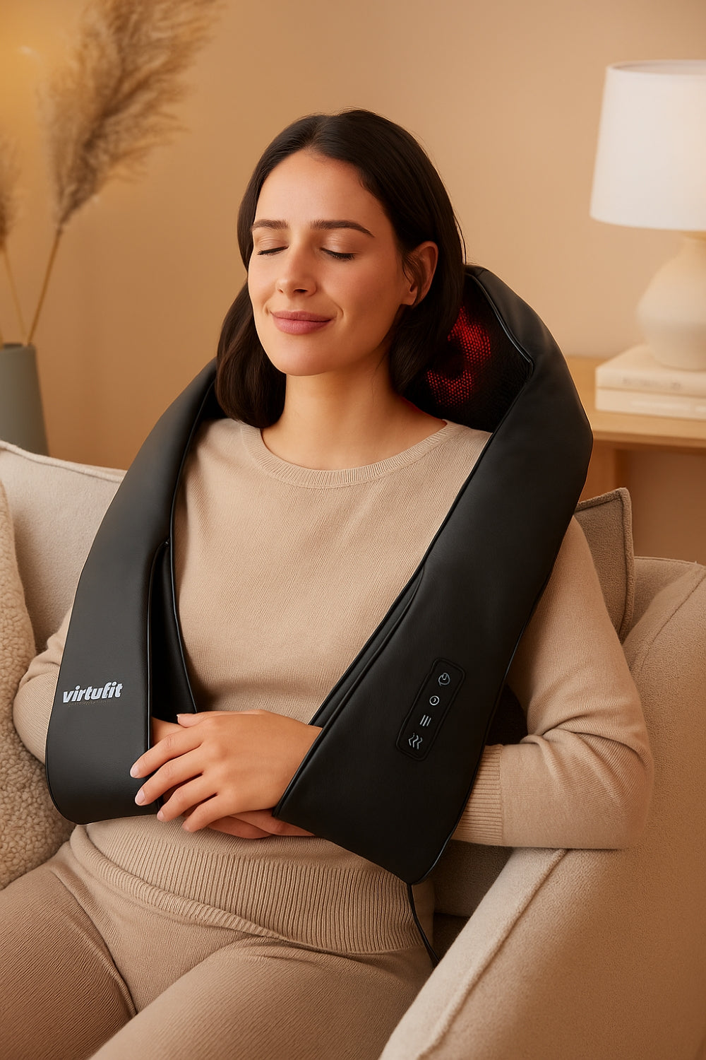 VirtuFit Draadloos Nekmassage kussen Pro - Shiatsu Massage Apparaat met Warmtefunctie