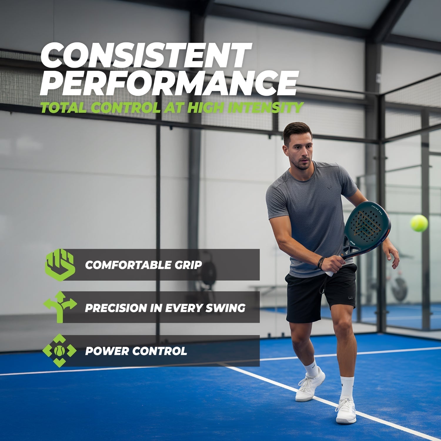 VirtuFit Fusion Pro Padel Racket - Deep Teal
