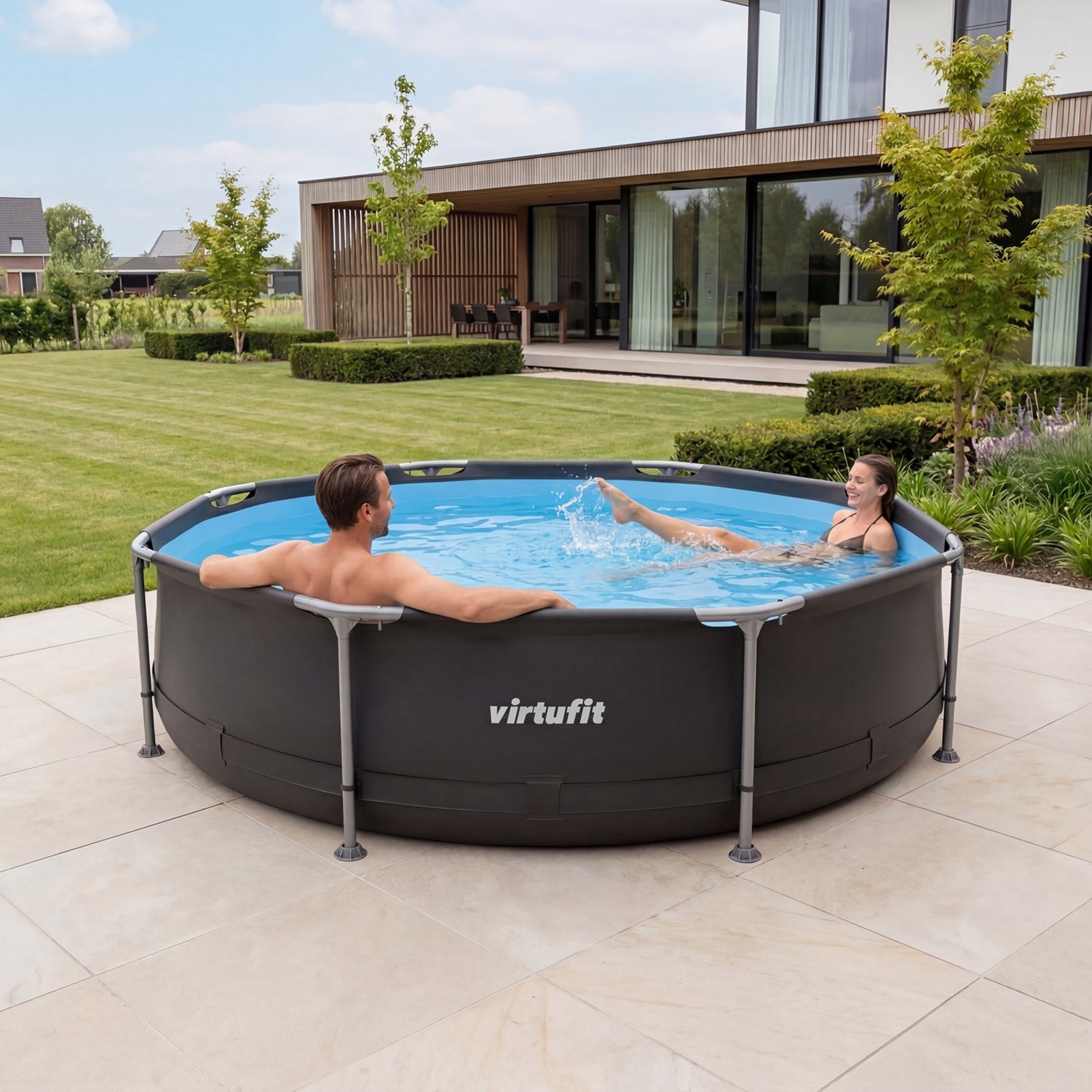 VirtuFit Rond Zwembad - Ø305 x 76 cm - Antraciet