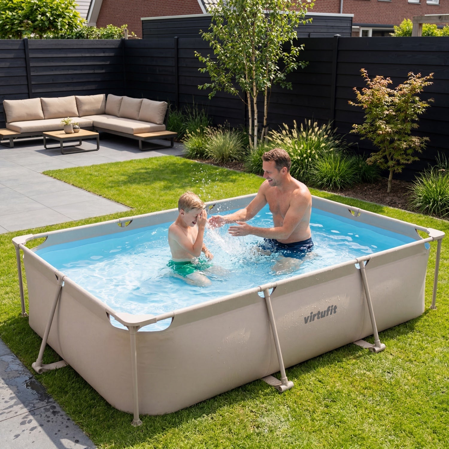 VirtuFit Rechthoekig Zwembad - 300 x 210 x 66 cm - Beige - Compleet Pakket