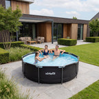 VirtuFit Zwembad Rond Ø366 x 100 cm - Antraciet - Compleet Pakket