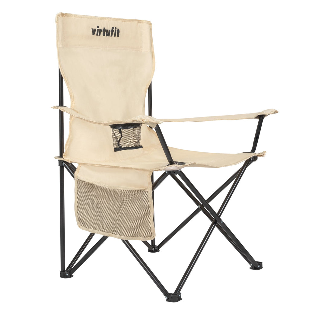 VirtuFit Opvouwbare Camping Stoel - Strandstoel - Beige