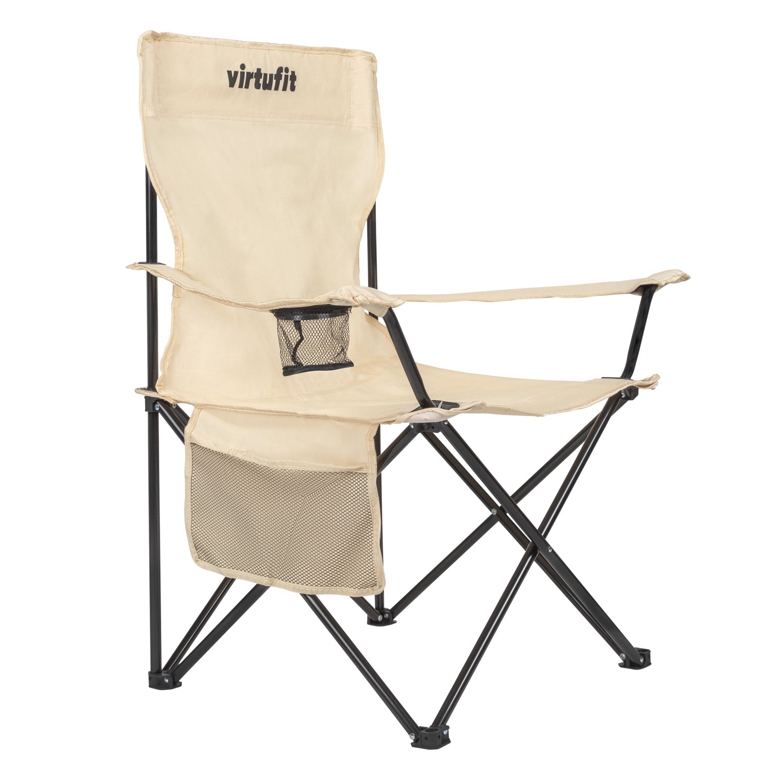 VirtuFit Opvouwbare Camping Stoel - Strandstoel - Beige