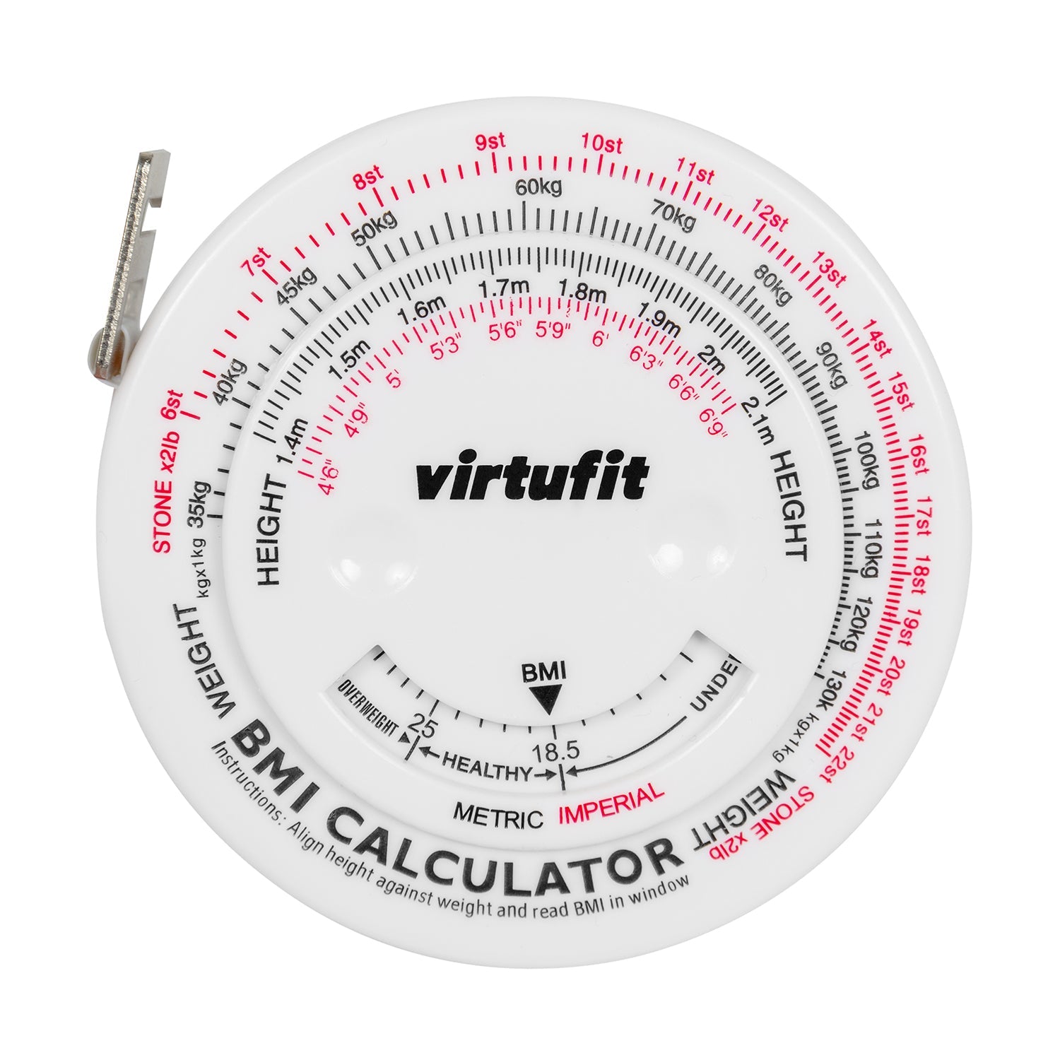 VirtuFit Omtrekmeter - Meetlint met BMI Calculator - 150 cm