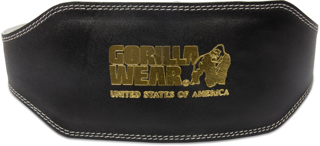 Gorilla Wear Halterriem - 6 Inch Leren Lifting Belt - Zwart/Goud