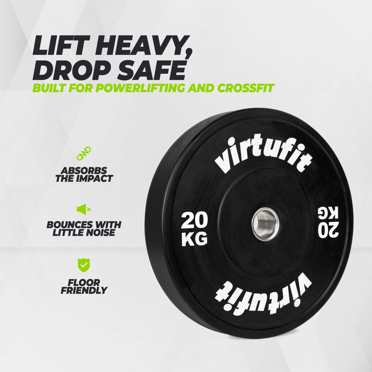 VirtuFit Bumper Plate - Olympische Hantelscheibe aus Gummi - 50 mm - 20 kg