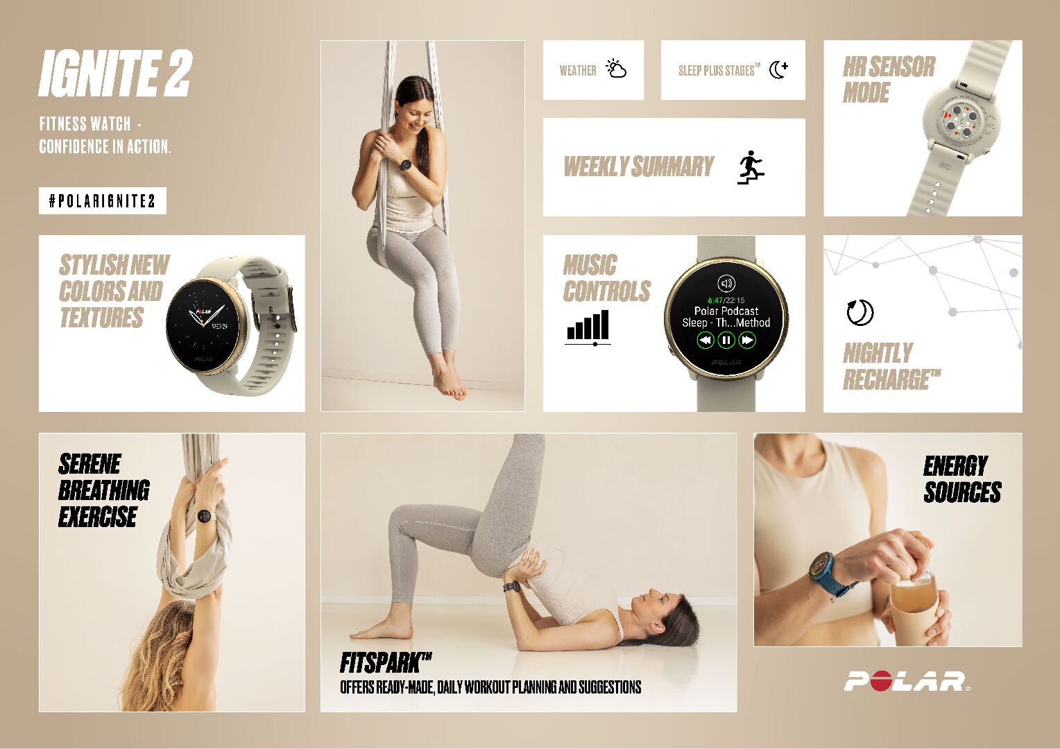 Polar Ignite 2 Sporthorloge - Champagne / Goud