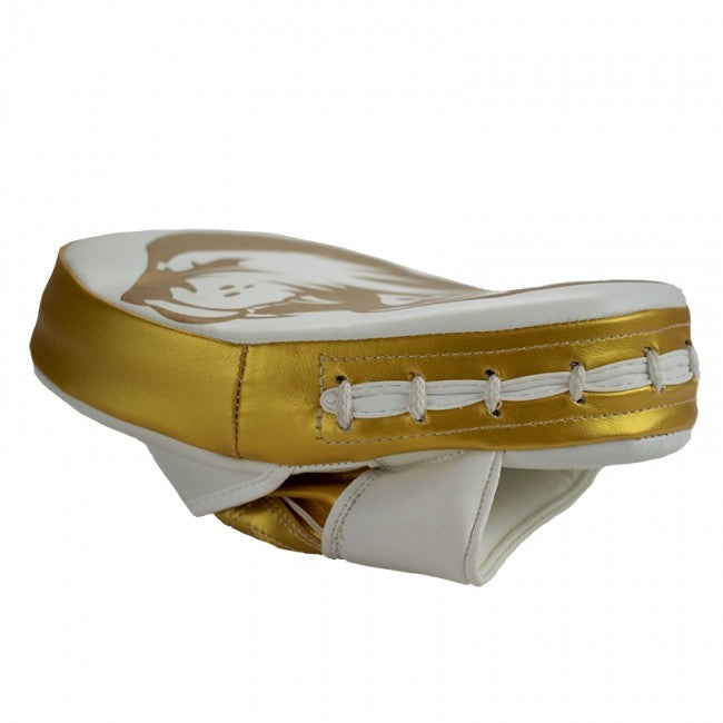 Super Pro Combat Gear Curved PU Handpads - Wit / Goud