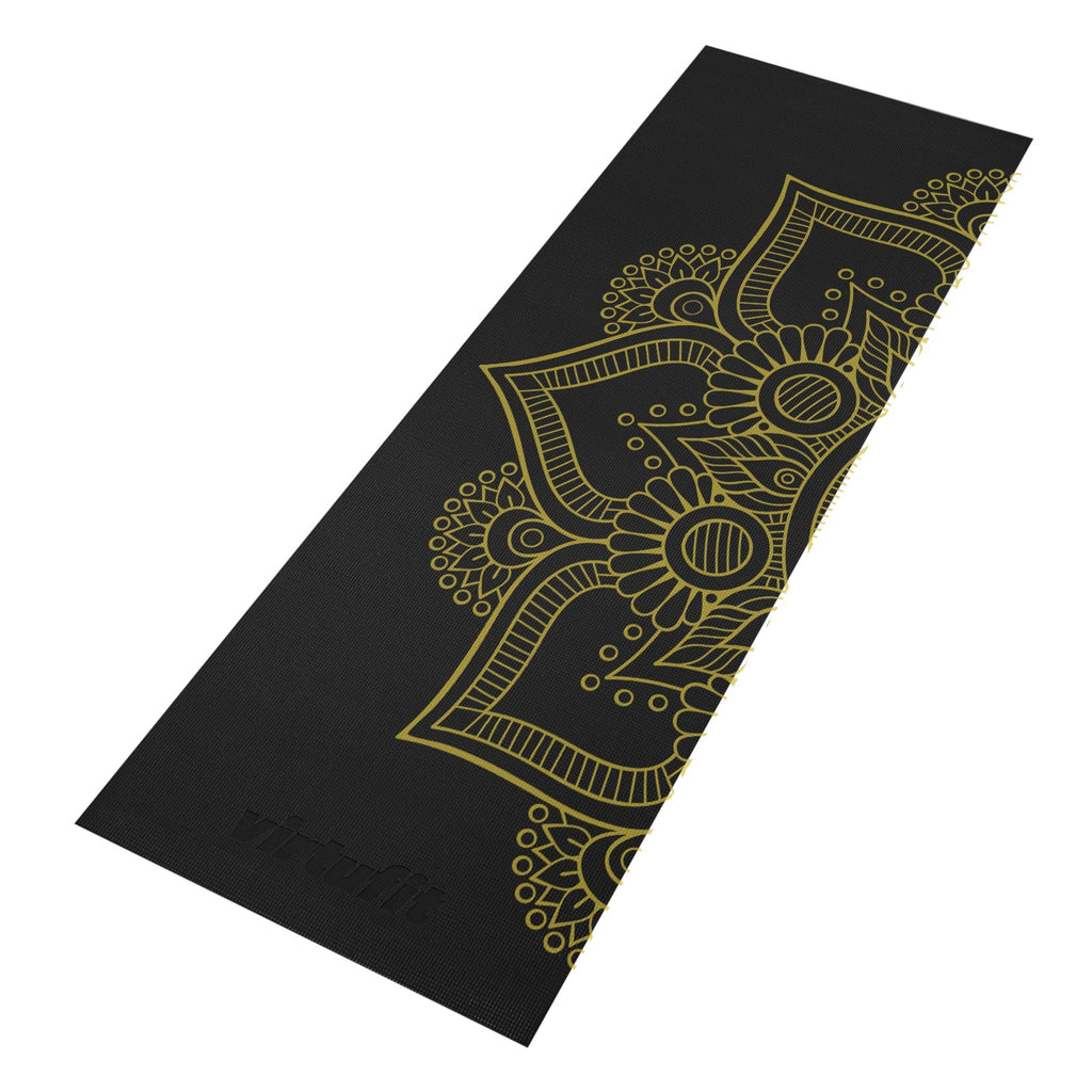 VirtuFit Premium Yogamat - 183 x 61 x 0,4 cm - Onyx Black Mandala