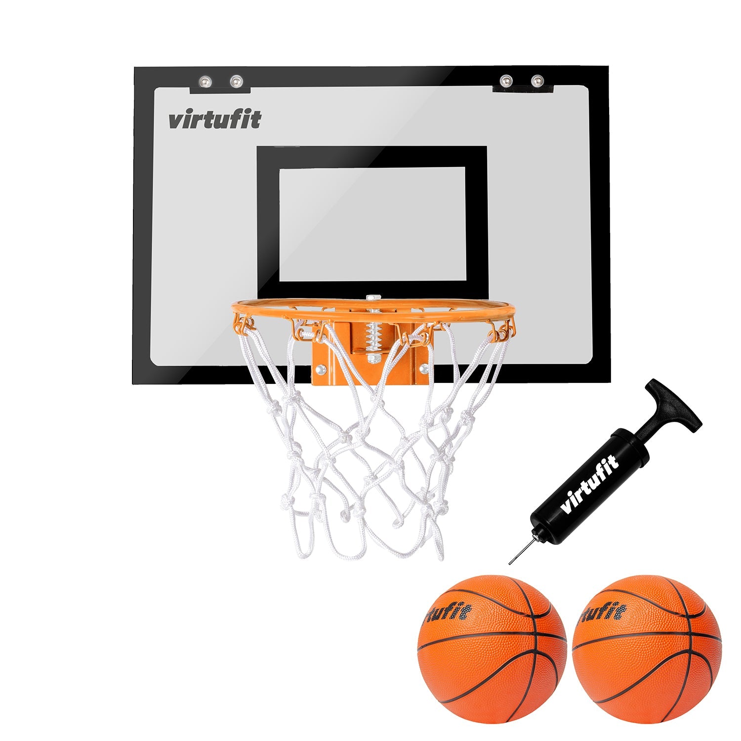VirtuFit Pro Mini Basketbalbord met 2 Ballen en Pomp - Zwart