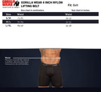 Gorilla Wear Halterriem - 4 Inch Nylon Lifting Belt - Zwart/Goud