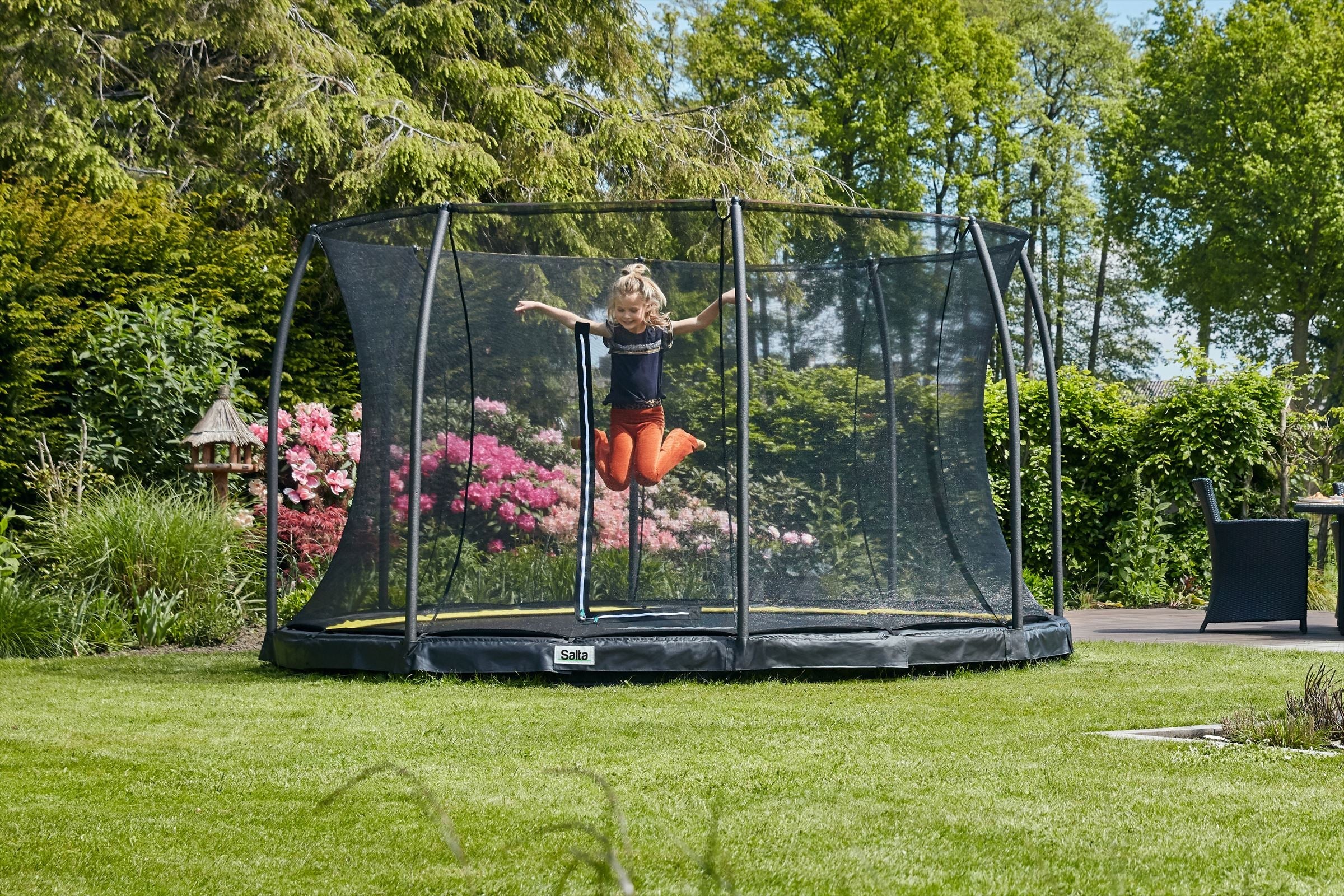 Salta Comfort Edition Ground Trampoline met Veiligheidsnet - 251 cm - Zwart