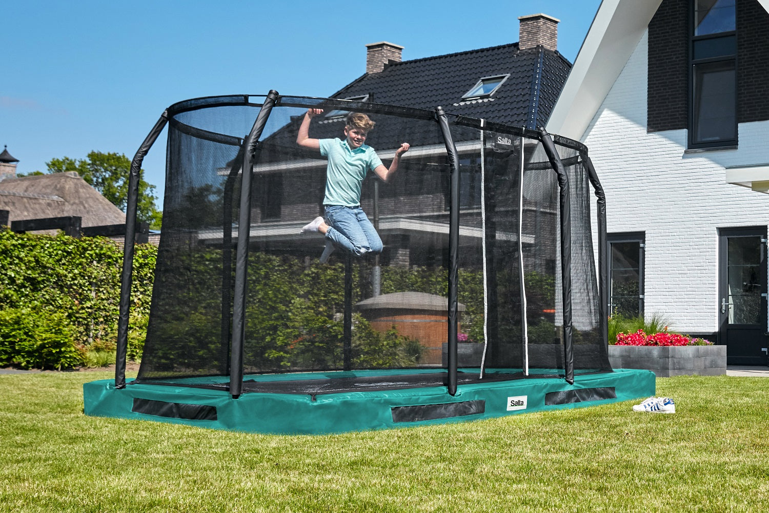 Salta Premium Ground Trampoline met Veiligheidsnet - 214 x 153 cm - Groen