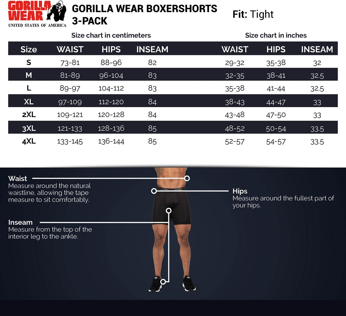 Gorilla Wear Boxershorts 3-Pack - Grijs/Blauw/Rood