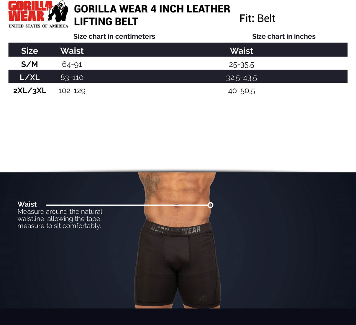 Gorilla Wear Halterriem - 4 Inch Leren Lifting Belt - Bruin