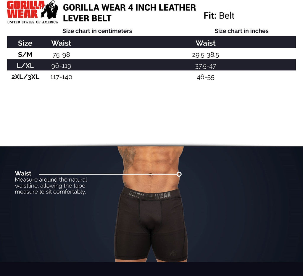 Gorilla Wear Halterriem - 4 Inch Leren Lever Lifting Belt - Bruin