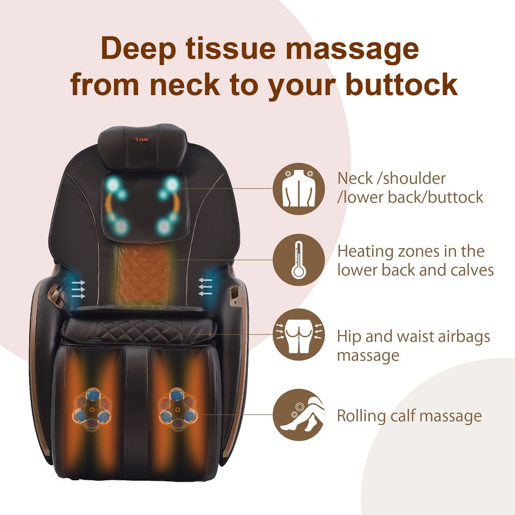 T-Chair TC-296 Elektrische Massagestoel - Bruin