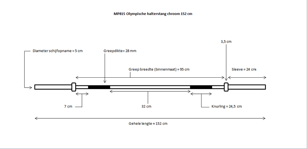 Muscle Power Olympische Halterstang - Chroom - 152 cm