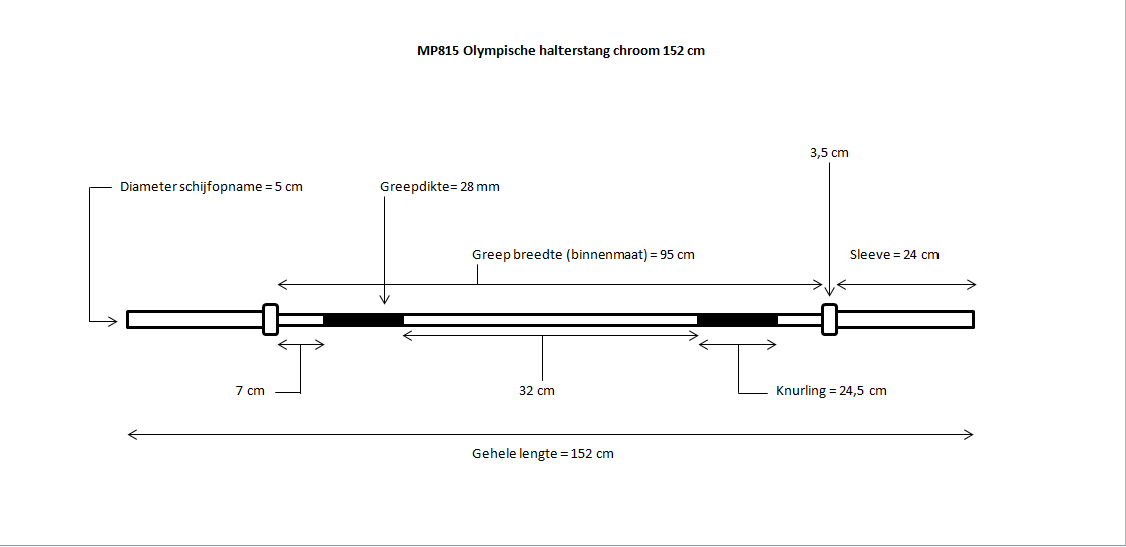 Muscle Power Olympische Halterstang - Chroom - 152 cm