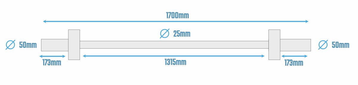 Muscle Power Olympische Halterstang - Zwart - 170 cm