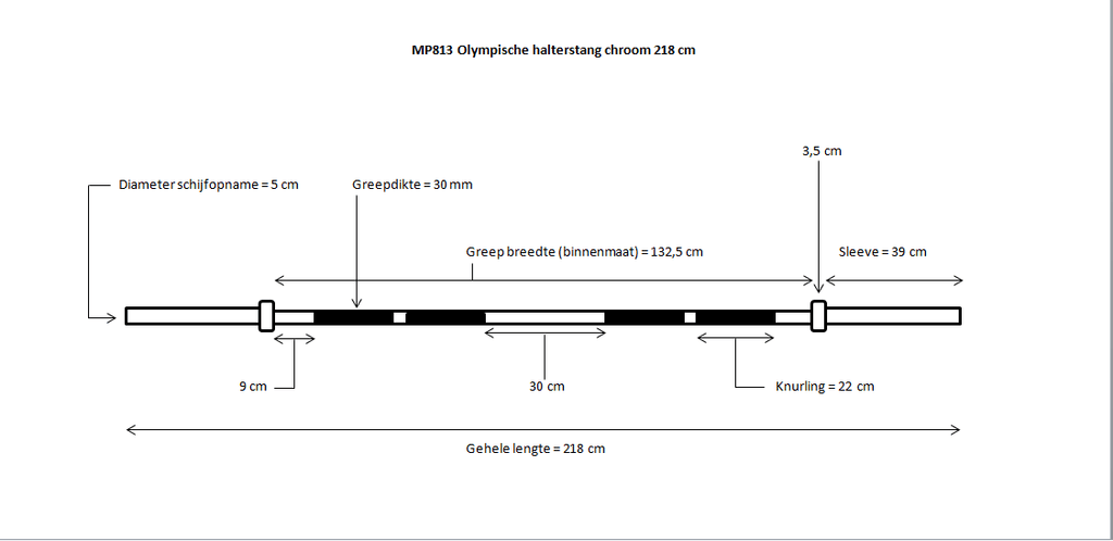 Muscle Power Olympische Halterstang - Chroom - 218 cm