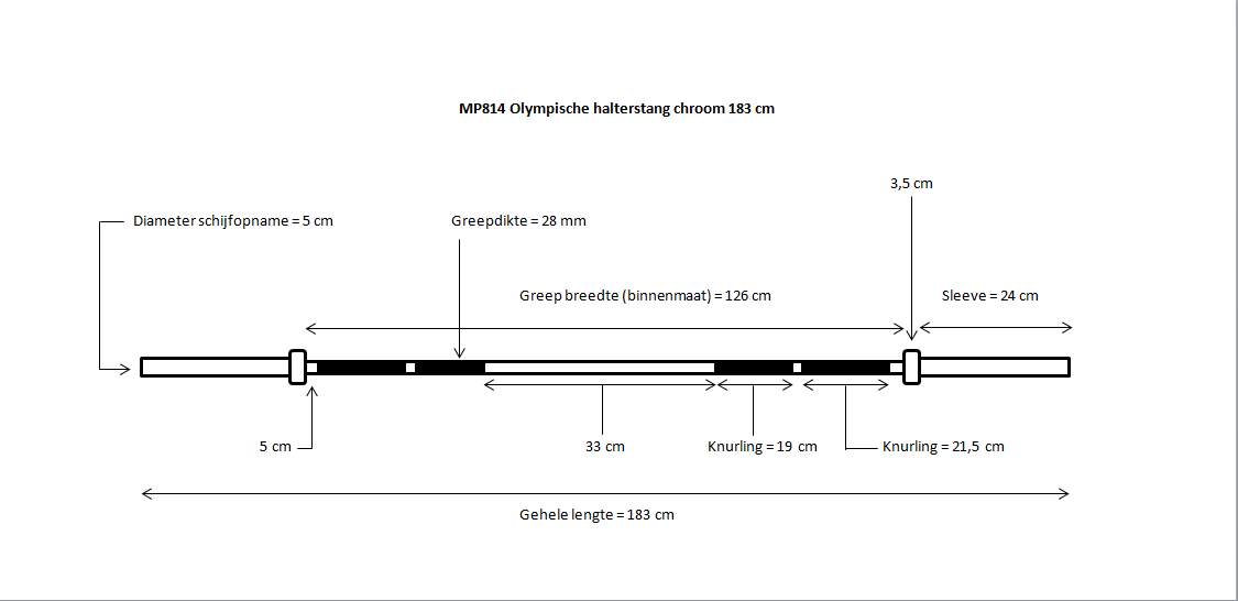 Muscle Power Olympische Halterstang - Chroom - 183 cm - 14,5 kg