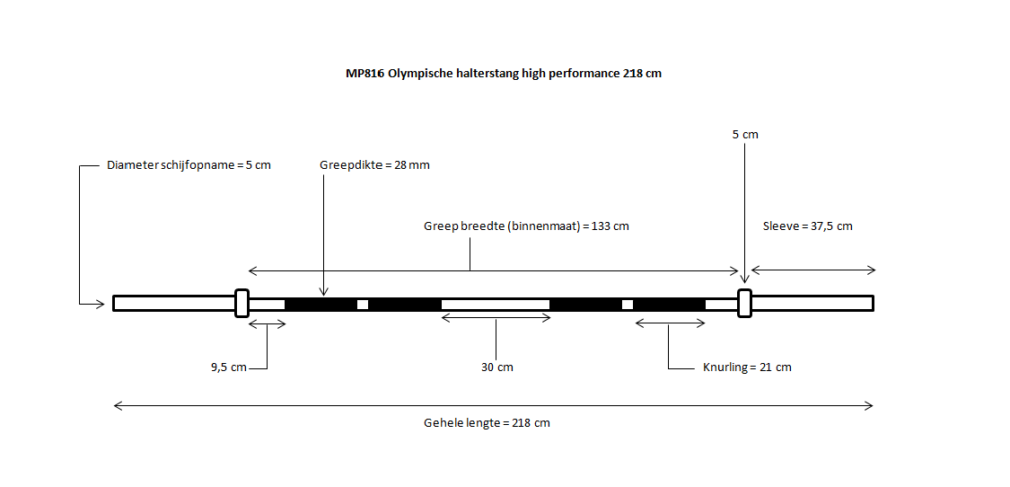 Muscle Power Olympische Halterstang 218 cm - High Performance