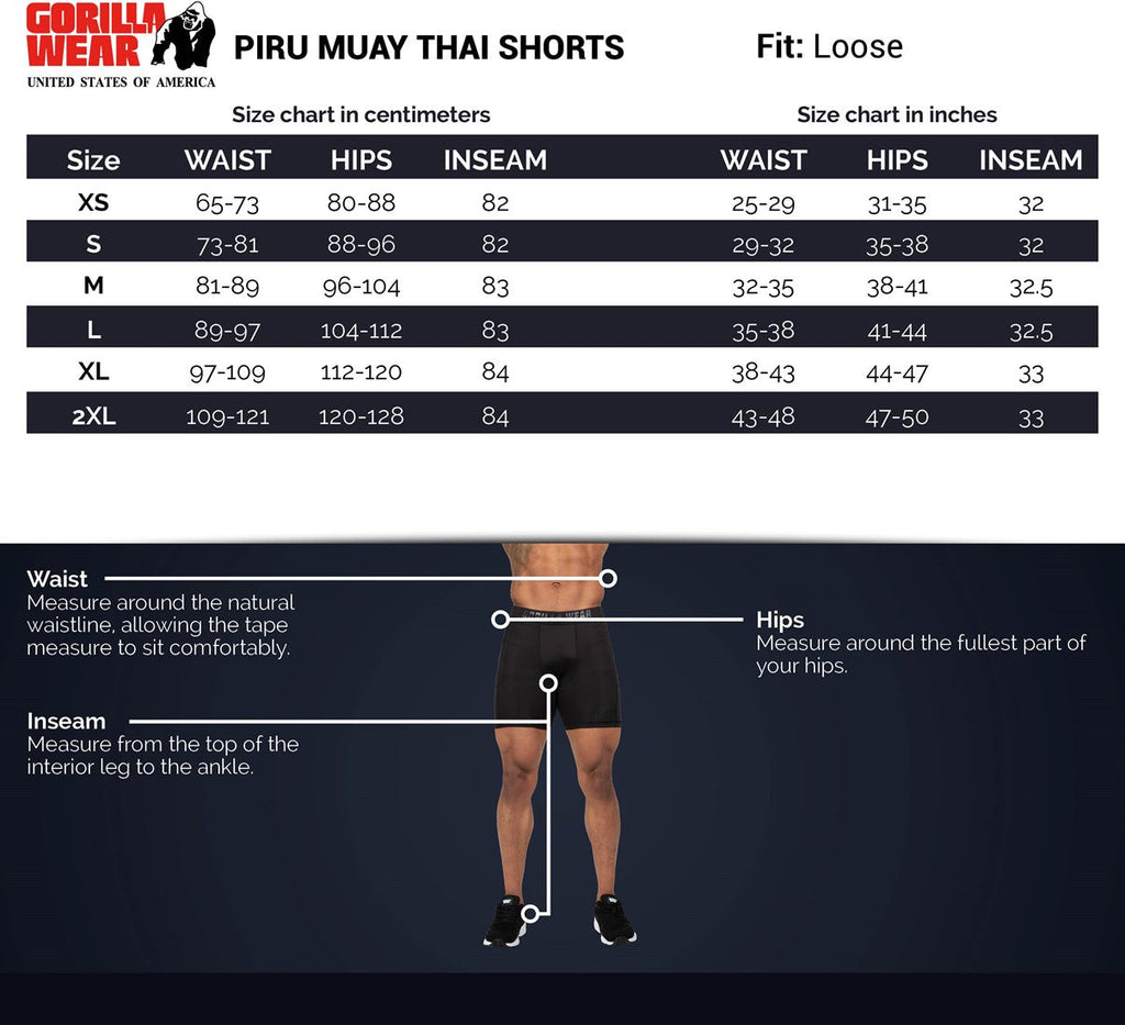 Gorilla Wear Piru Muay Thai Shorts - Wit/Zwart