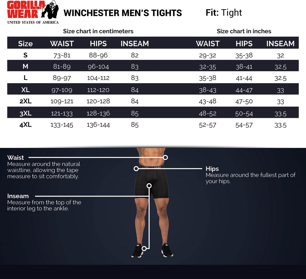 Gorilla Wear Winchester Heren Legging - Zwart