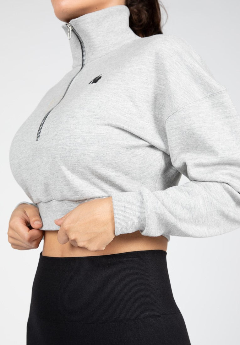 Gorilla Wear Ocala Cropped Half-Zip Sweatshirt - Grijs